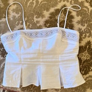 Elegant Reformation White Lace Trimmed Women's Top